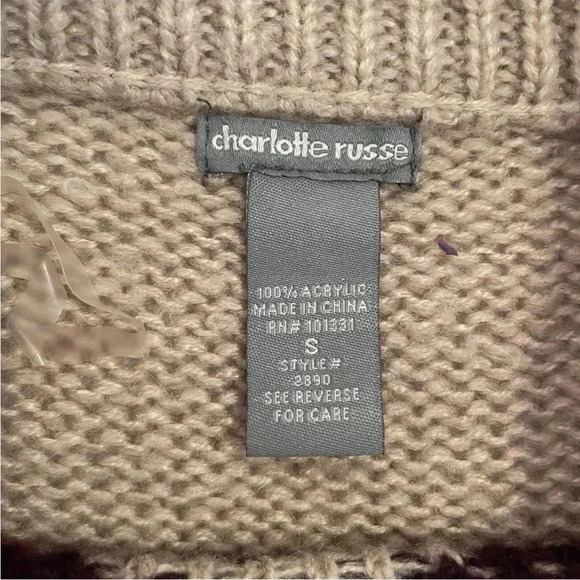 Charlotte Russe Geometric Sweater Crop Top Women’s Size Small Aztec Boho Tan Red - Picture 2 of 9